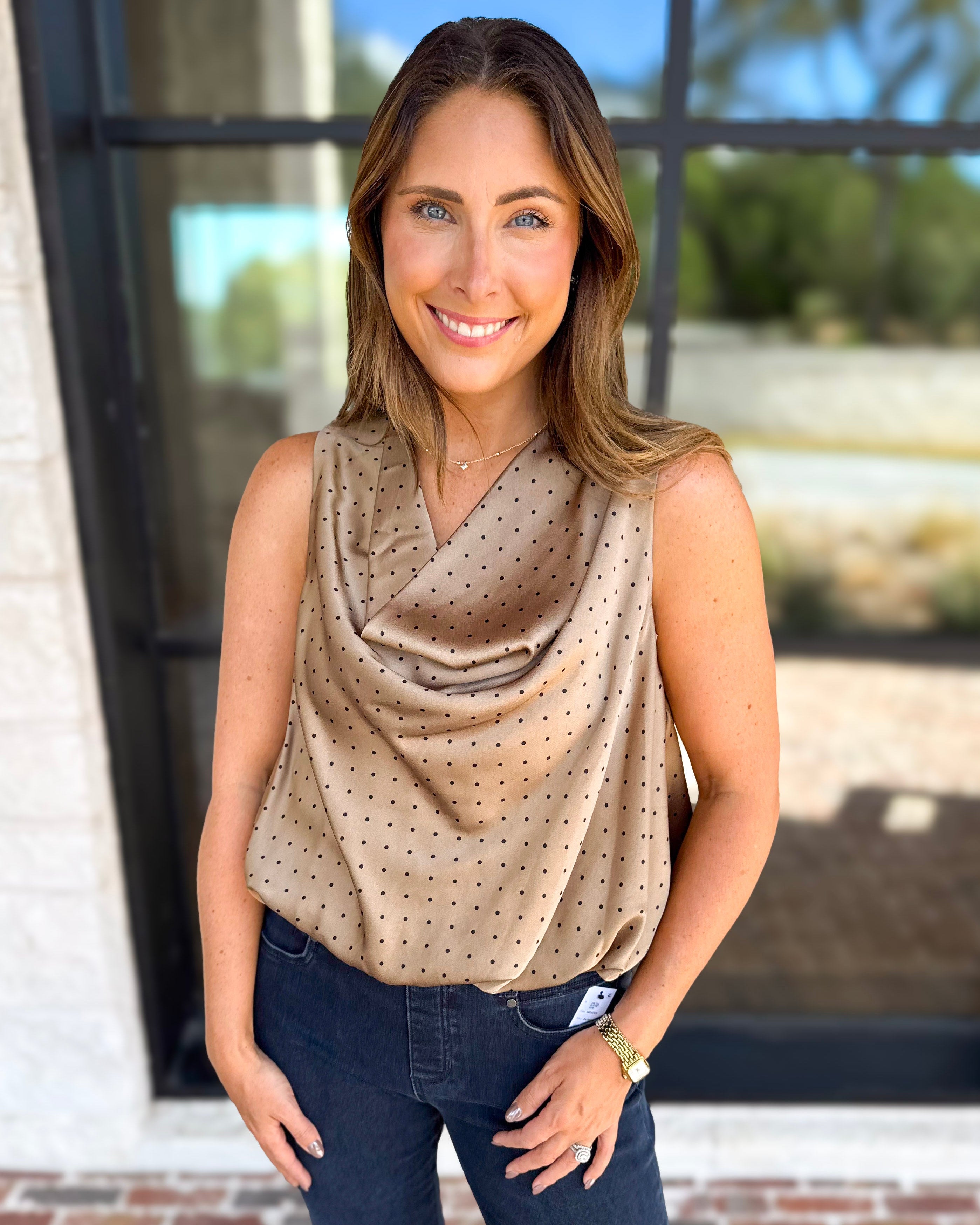 Wine & Dine Satin Blouse-200 Fashion Blouses-ENTRO-July & June Women's Fashion Boutique Located in San Antonio, Texas