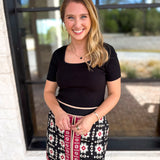 Ribbed Square Neck Knit Top - Black-230 Sweaters/Cardis-ALLIE ROSE-July & June Women's Fashion Boutique Located in San Antonio, Texas