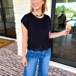Collins Lace Trim Blouse - Black-200 Fashion Blouses-ENTRO-July & June Women's Fashion Boutique Located in San Antonio, Texas