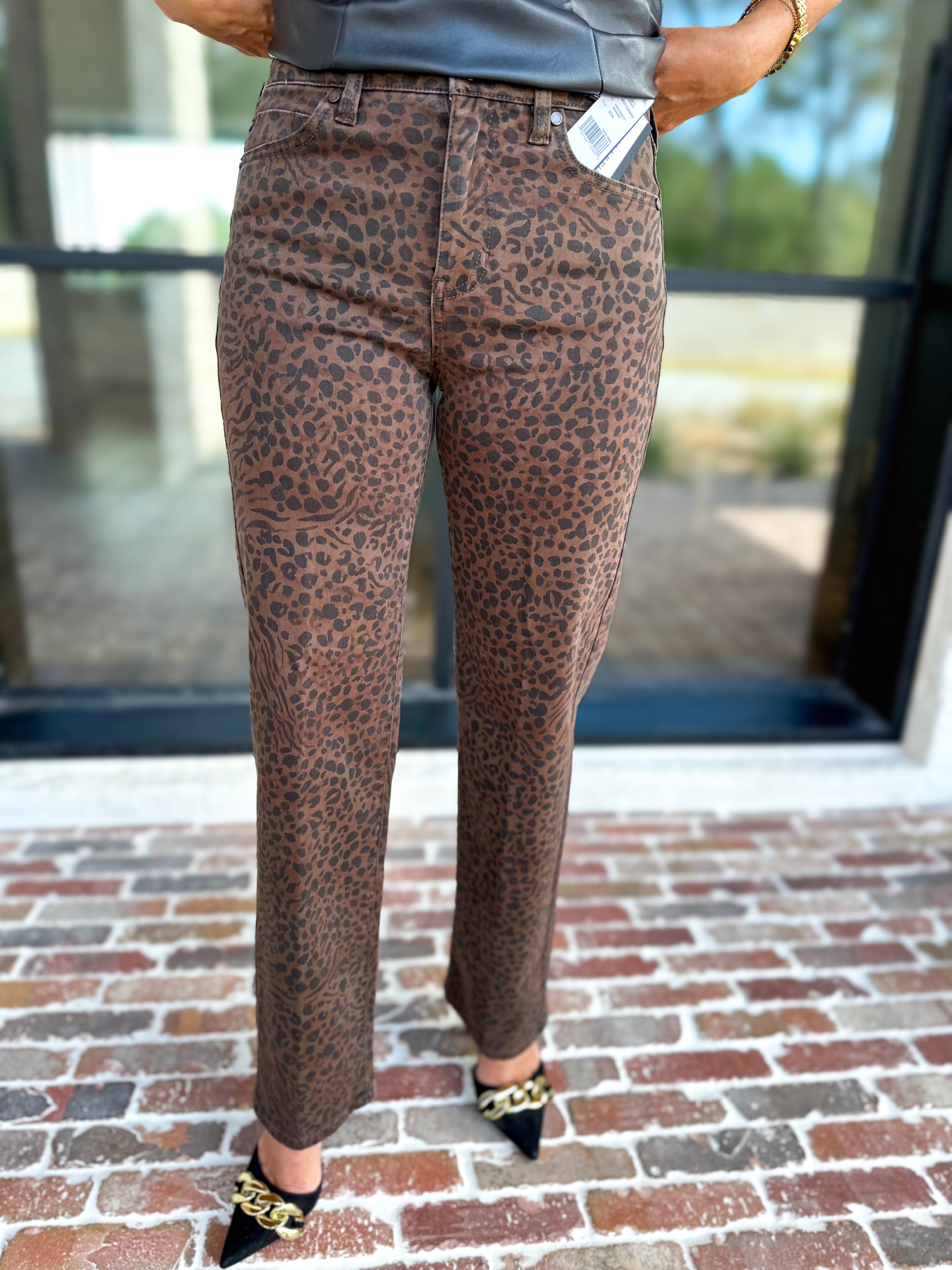 Liverpool - Cheetah Print Straight Leg Jeans-420 Denim-LIVERPOOL JEANS COMPANY-July & June Women's Fashion Boutique Located in San Antonio, Texas