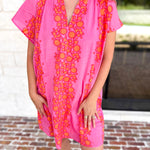 THML - Bold Floral Shift Mini Dress - Pink-510 Mini-THML-July & June Women's Fashion Boutique Located in San Antonio, Texas