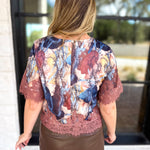 Sandstorm Lace Trim Blouse-200 Fashion Blouses-TCEC-July & June Women's Fashion Boutique Located in San Antonio, Texas