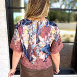 Sandstorm Lace Trim Blouse-200 Fashion Blouses-TCEC-July & June Women's Fashion Boutique Located in San Antonio, Texas