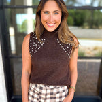 Happy Hour Embellished Sweater Tank-200 Fashion Blouses-ENTRO-July & June Women's Fashion Boutique Located in San Antonio, Texas