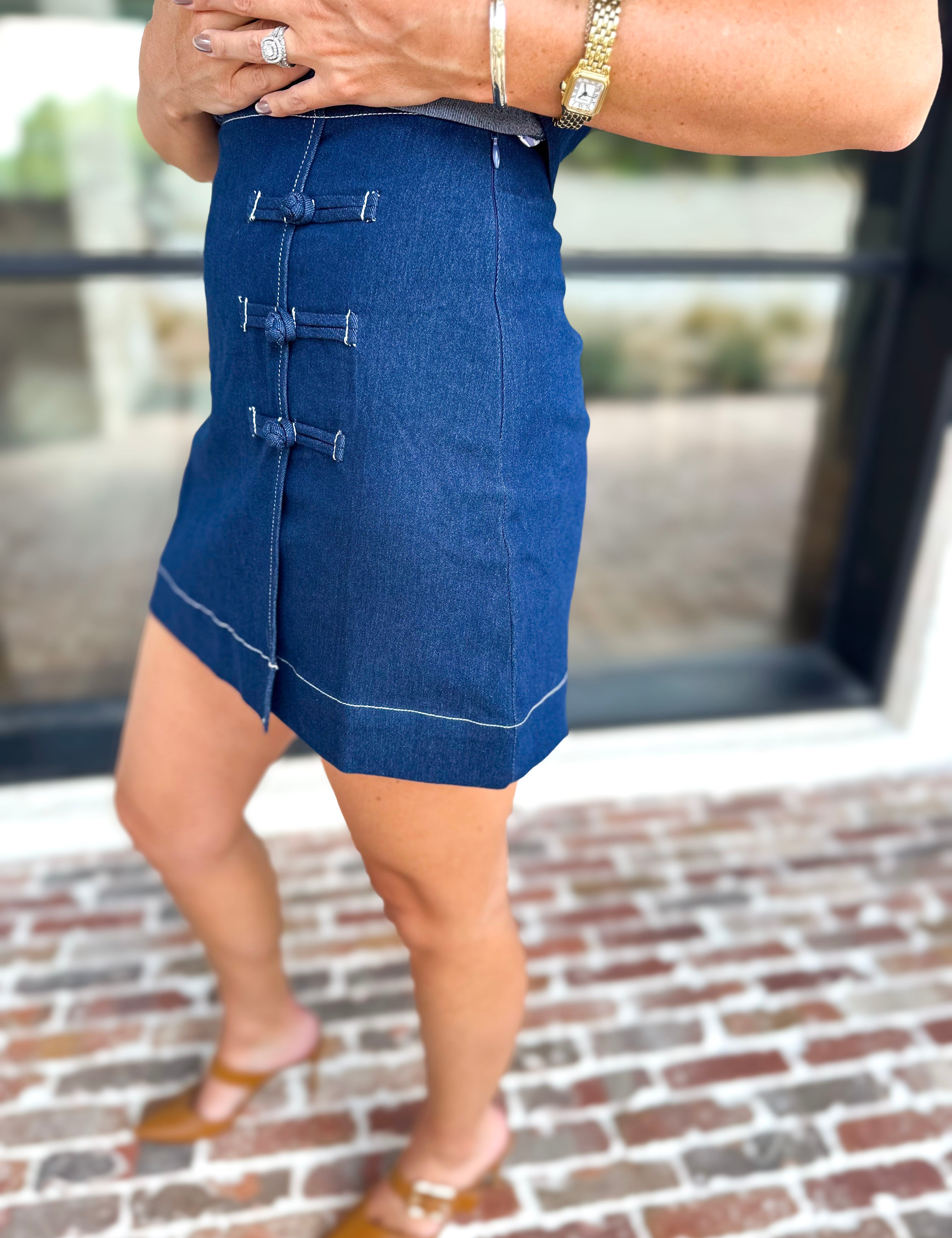Kendall Denim Mini Skirt-410 Shorts/Skirts-TCEC-July & June Women's Fashion Boutique Located in San Antonio, Texas