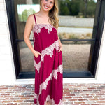 Colette Feminine Lace Midi Dress - Burgundy & Blush-500 Midi-TCEC-July & June Women's Fashion Boutique Located in San Antonio, Texas