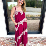 Colette Feminine Lace Midi Dress - Burgundy & Blush-500 Midi-TCEC-July & June Women's Fashion Boutique Located in San Antonio, Texas