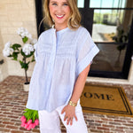 Sweet Blue Blouse-200 Fashion Blouses-FATE-July & June Women's Fashion Boutique Located in San Antonio, Texas