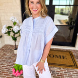 Sweet Blue Blouse-200 Fashion Blouses-FATE-July & June Women's Fashion Boutique Located in San Antonio, Texas