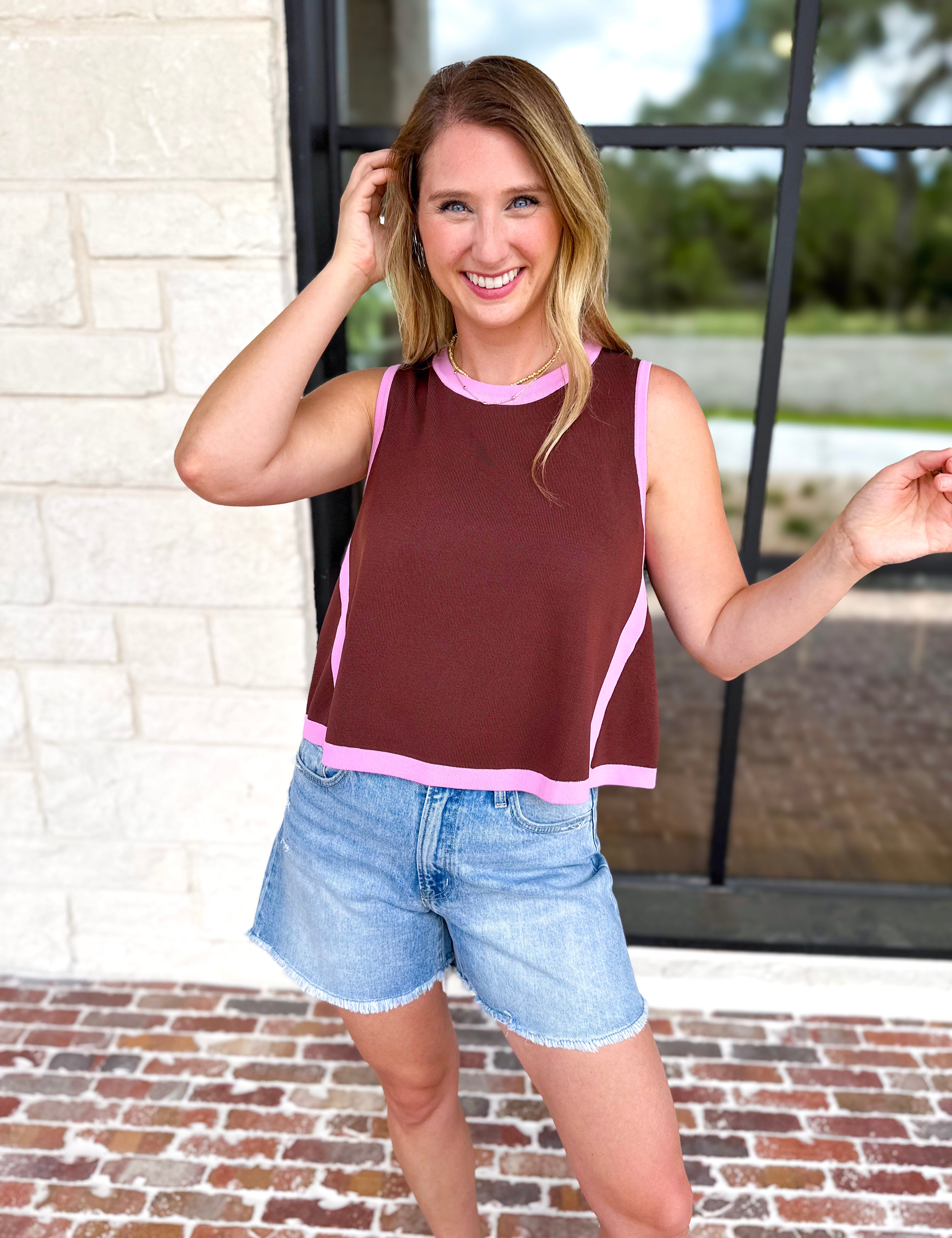 The Sutton A-Line Tank - Chocolate Brown-200 Fashion Blouses-ENTRO-July & June Women's Fashion Boutique Located in San Antonio, Texas