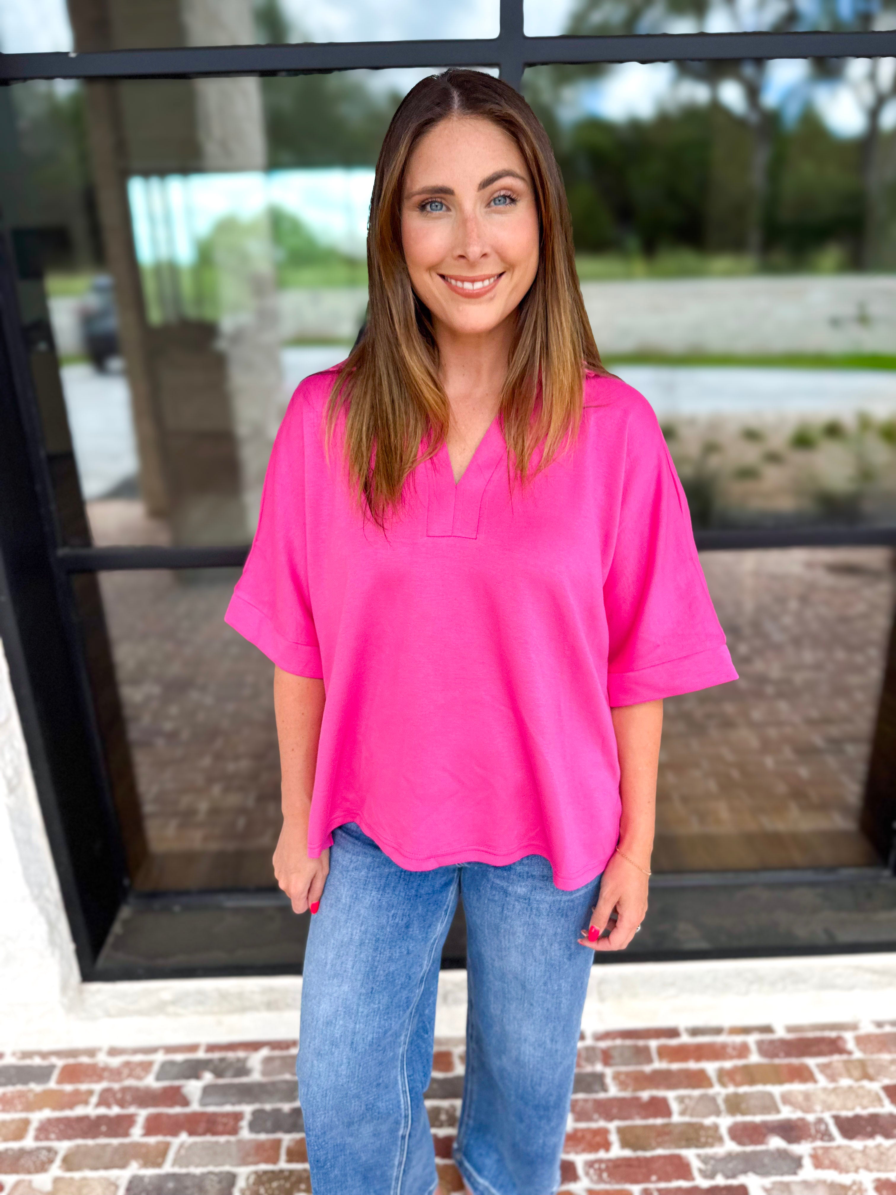 The Laurel Comfy Top - Pink-210 Casual Blouses-JODIFL-July & June Women's Fashion Boutique Located in San Antonio, Texas