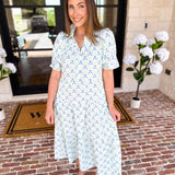 Mary Square - Eloise Lattice Blue Midi Dress-500 Midi-MARY SQUARE-July & June Women's Fashion Boutique Located in San Antonio, Texas