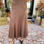 Suede Midi Skirt - Brown-410 Shorts/Skirts-STYLE USA-July & June Women's Fashion Boutique Located in San Antonio, Texas
