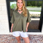 The Laurel Comfy Top - Olive-210 Casual Blouses-JODIFL-July & June Women's Fashion Boutique Located in San Antonio, Texas