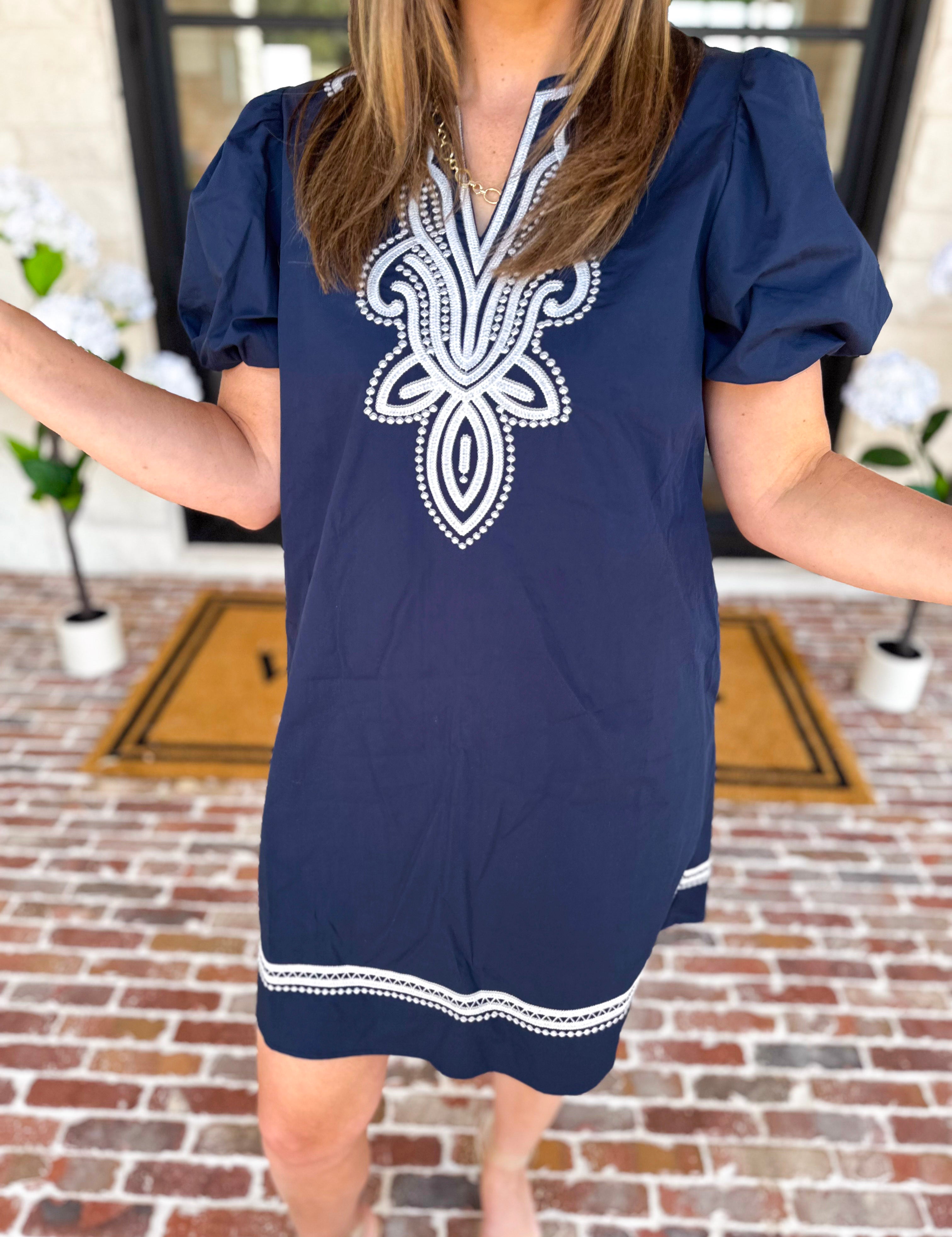 Navy Sails Mini Dress-510 Mini-JODIFL-July & June Women's Fashion Boutique Located in San Antonio, Texas