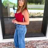 Liverpool - The Signature Scoop Neck Tank - Cranberry-210 Casual Blouses-LIVERPOOL JEANS COMPANY-July & June Women's Fashion Boutique Located in San Antonio, Texas