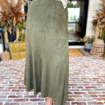 Suede Midi Skirt - Olive-410 Shorts/Skirts-STYLE USA-July & June Women's Fashion Boutique Located in San Antonio, Texas