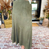 Suede Midi Skirt - Olive-410 Shorts/Skirts-STYLE USA-July & June Women's Fashion Boutique Located in San Antonio, Texas
