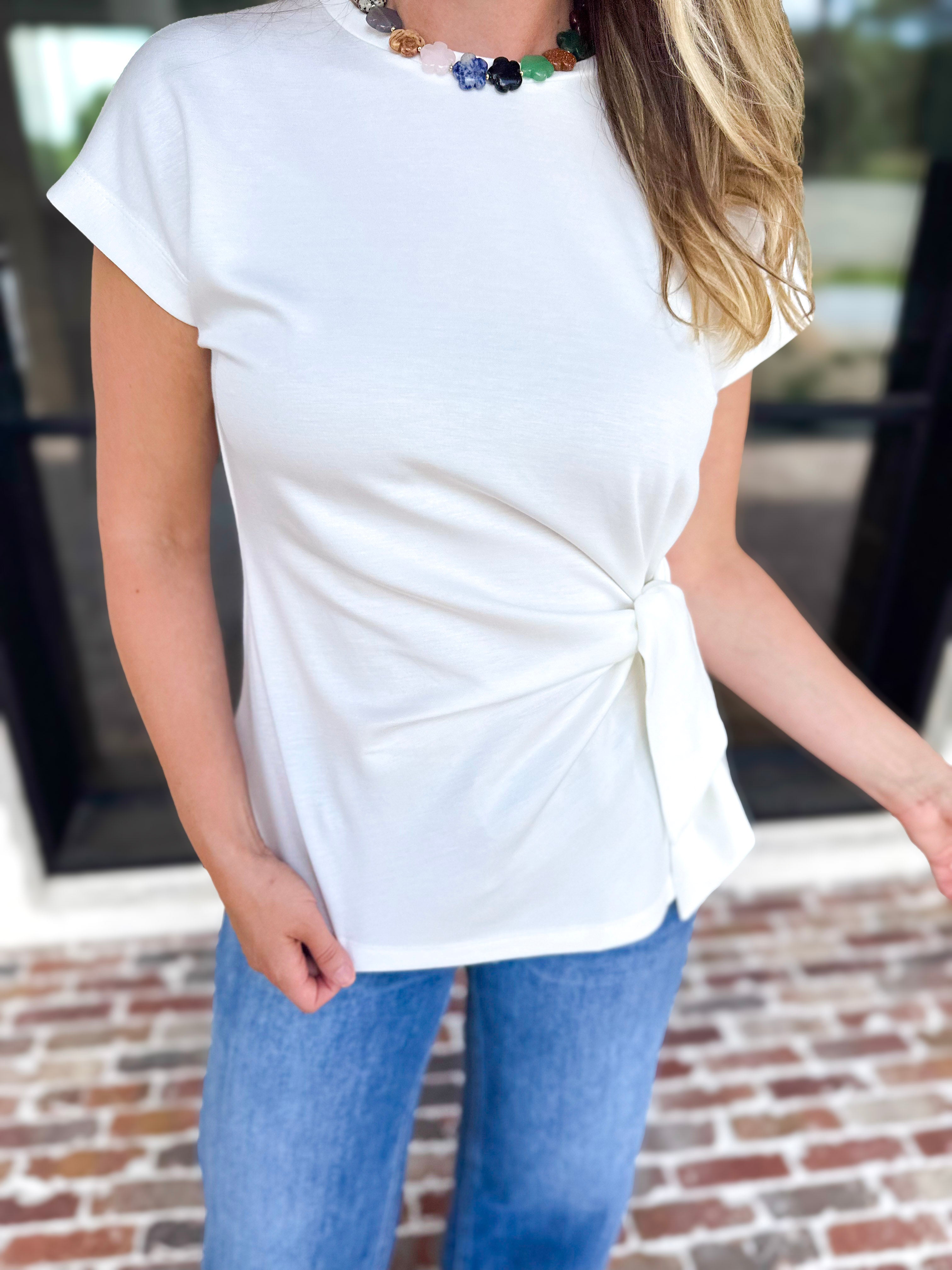 Elevated Twist Blouse - Ivory-200 Fashion Blouses-ENTRO-July & June Women's Fashion Boutique Located in San Antonio, Texas