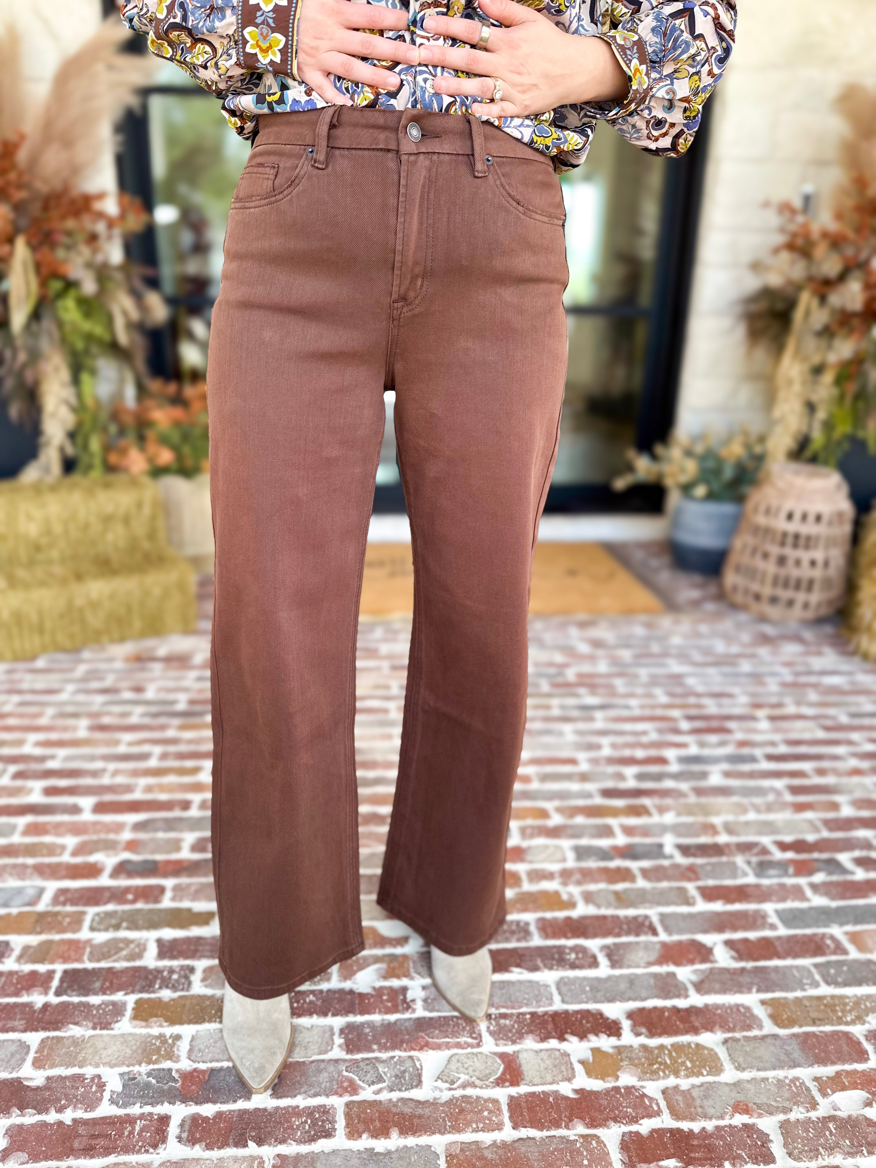 Classic Wide Leg Jeans - Vintage Brown-420 Denim-MICA-July & June Women's Fashion Boutique Located in San Antonio, Texas