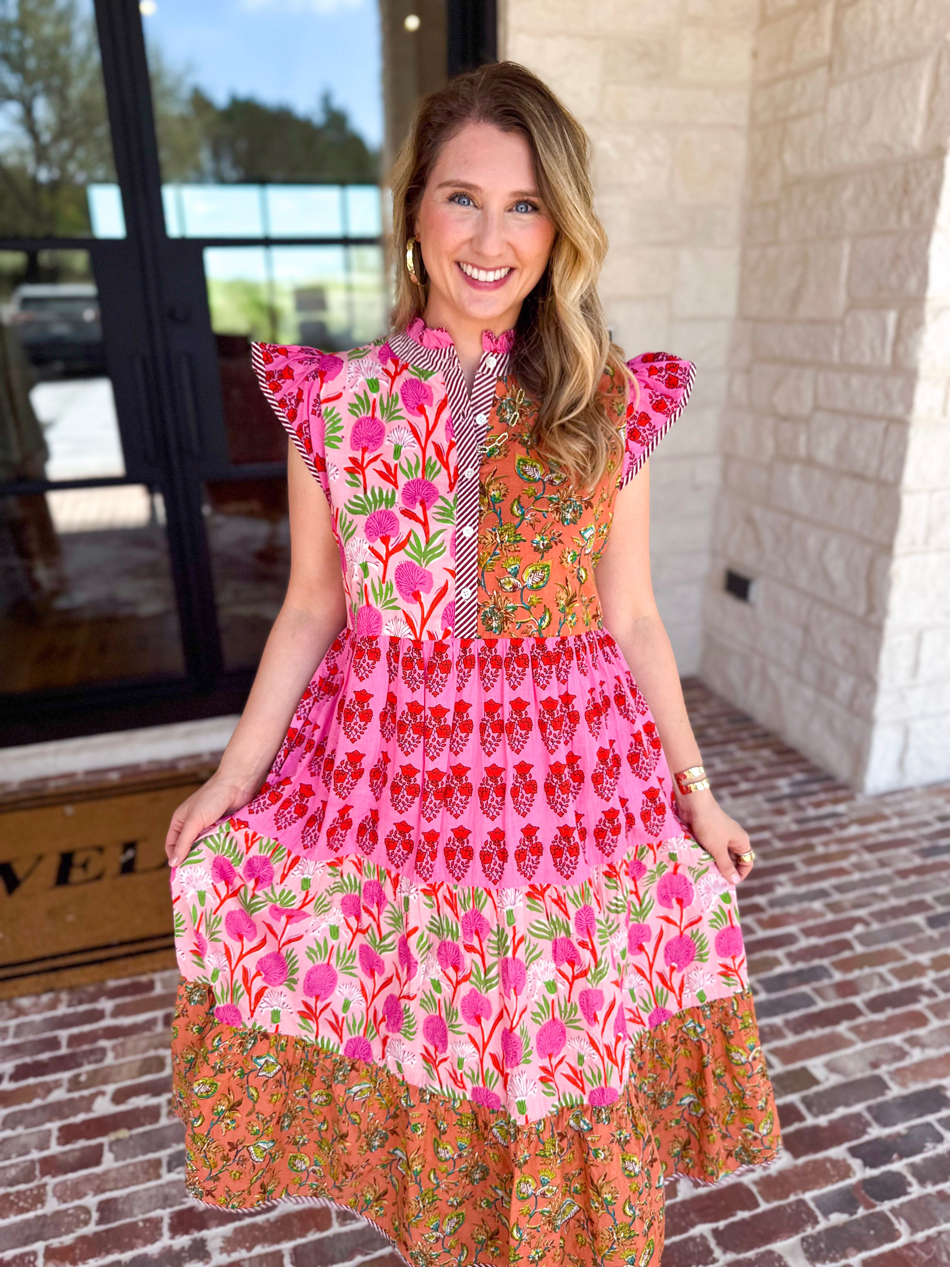 THML - Bold Garden Midi Dress-500 Midi-THML-July & June Women's Fashion Boutique Located in San Antonio, Texas