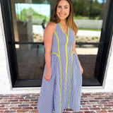 Chic Striped Halter Midi Dress-500 Midi-ENTRO-July & June Women's Fashion Boutique Located in San Antonio, Texas