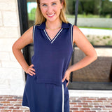The Sunday Stroll Athleisure Tank - True Navy-300 Athleisure/Lounge-SKIES ARE BLUE-July & June Women's Fashion Boutique Located in San Antonio, Texas