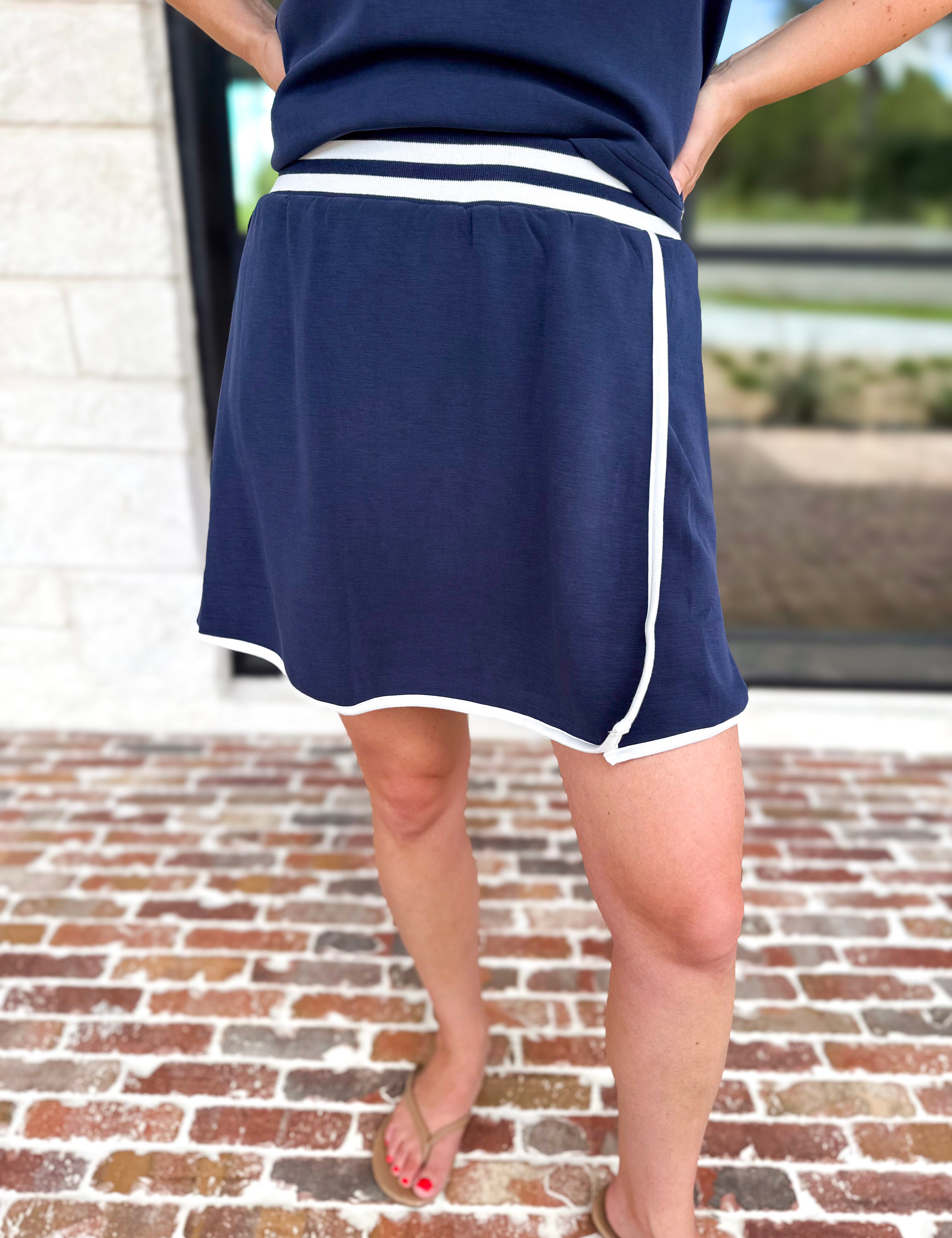 The Sunday Stroll Athleisure Skort - True Navy-300 Athleisure/Lounge-SKIES ARE BLUE-July & June Women's Fashion Boutique Located in San Antonio, Texas