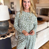 Mary Square - Olive Painted Trillium PJ Pant Set-300 Athleisure/Lounge-MARY SQUARE-July & June Women's Fashion Boutique Located in San Antonio, Texas