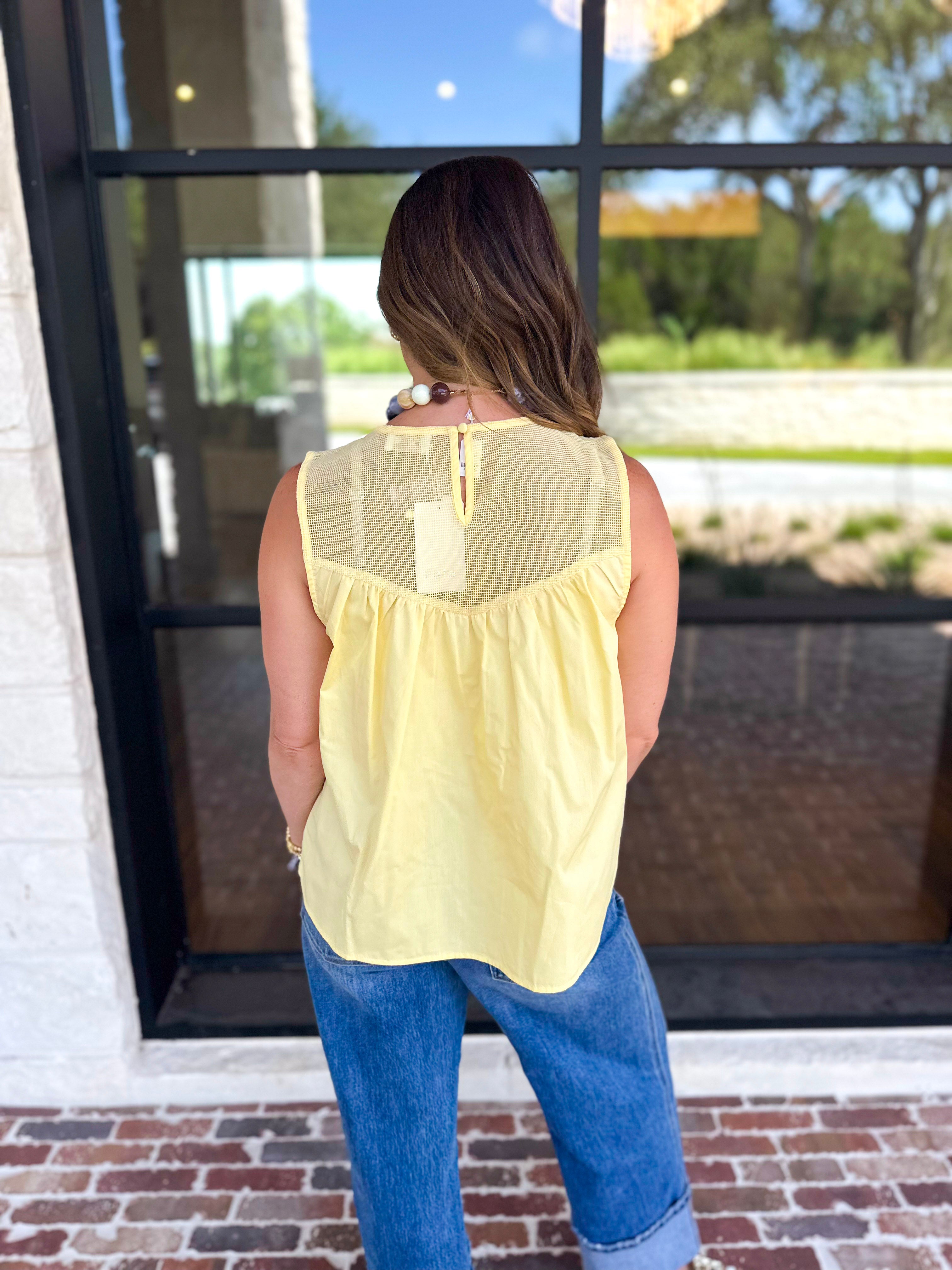 Sheer Details Tank - Butter-200 Fashion Blouses-FATE-July & June Women's Fashion Boutique Located in San Antonio, Texas