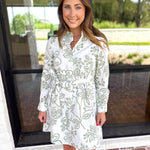 Mary Square - Sage Floral Mini Dress-510 Mini-MARY SQUARE-July & June Women's Fashion Boutique Located in San Antonio, Texas