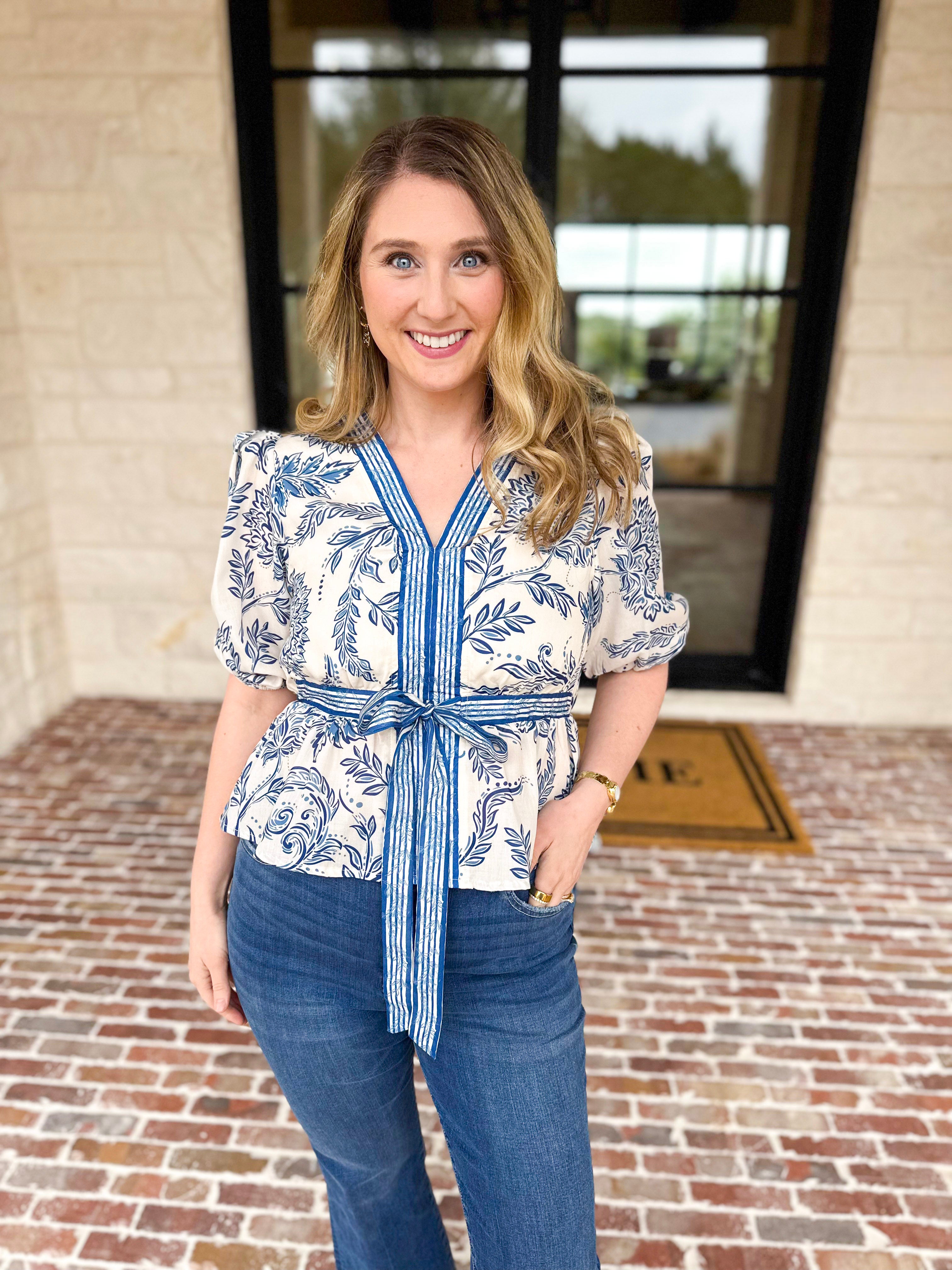 Coastal Cutie Blouse-200 Fashion Blouses-POLOGRAM-July & June Women's Fashion Boutique Located in San Antonio, Texas