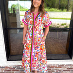 THML - Harvest Floral Button Down Midi Dress-500 Midi-THML-July & June Women's Fashion Boutique Located in San Antonio, Texas