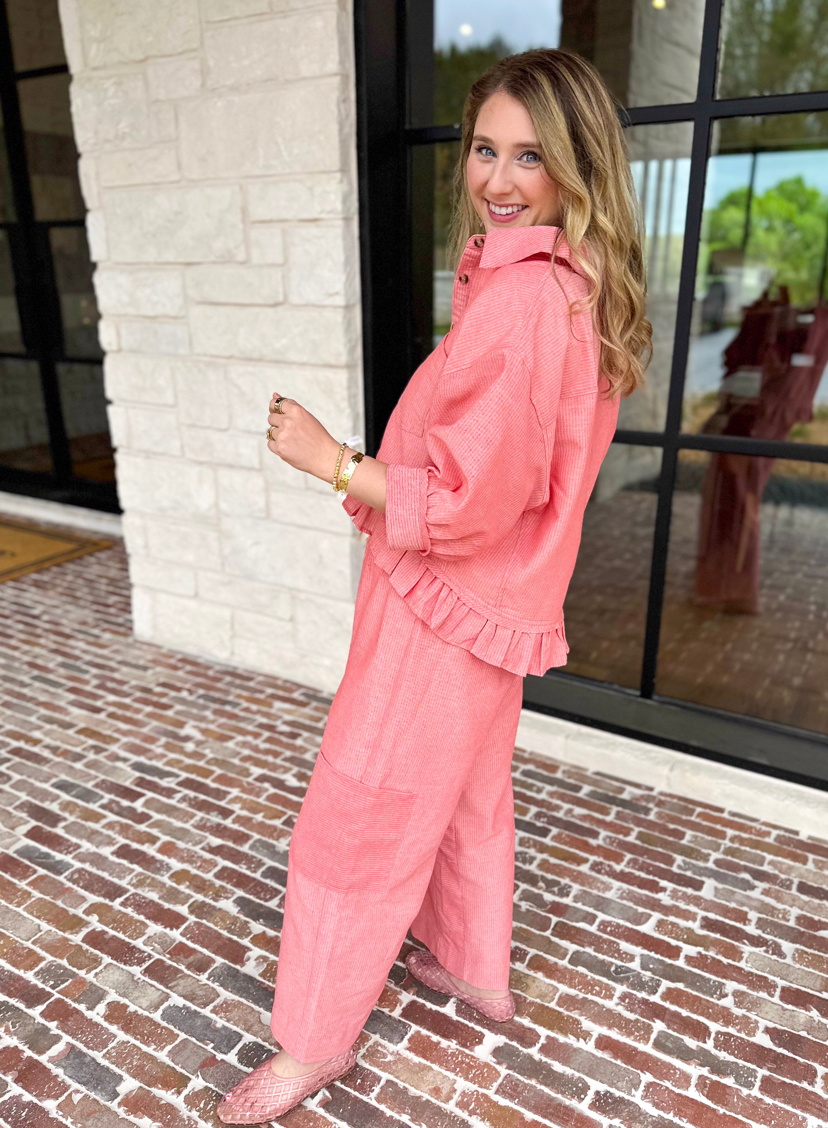 The Alys Blouse - Coral-200 Fashion Blouses-POLOGRAM-July & June Women's Fashion Boutique Located in San Antonio, Texas