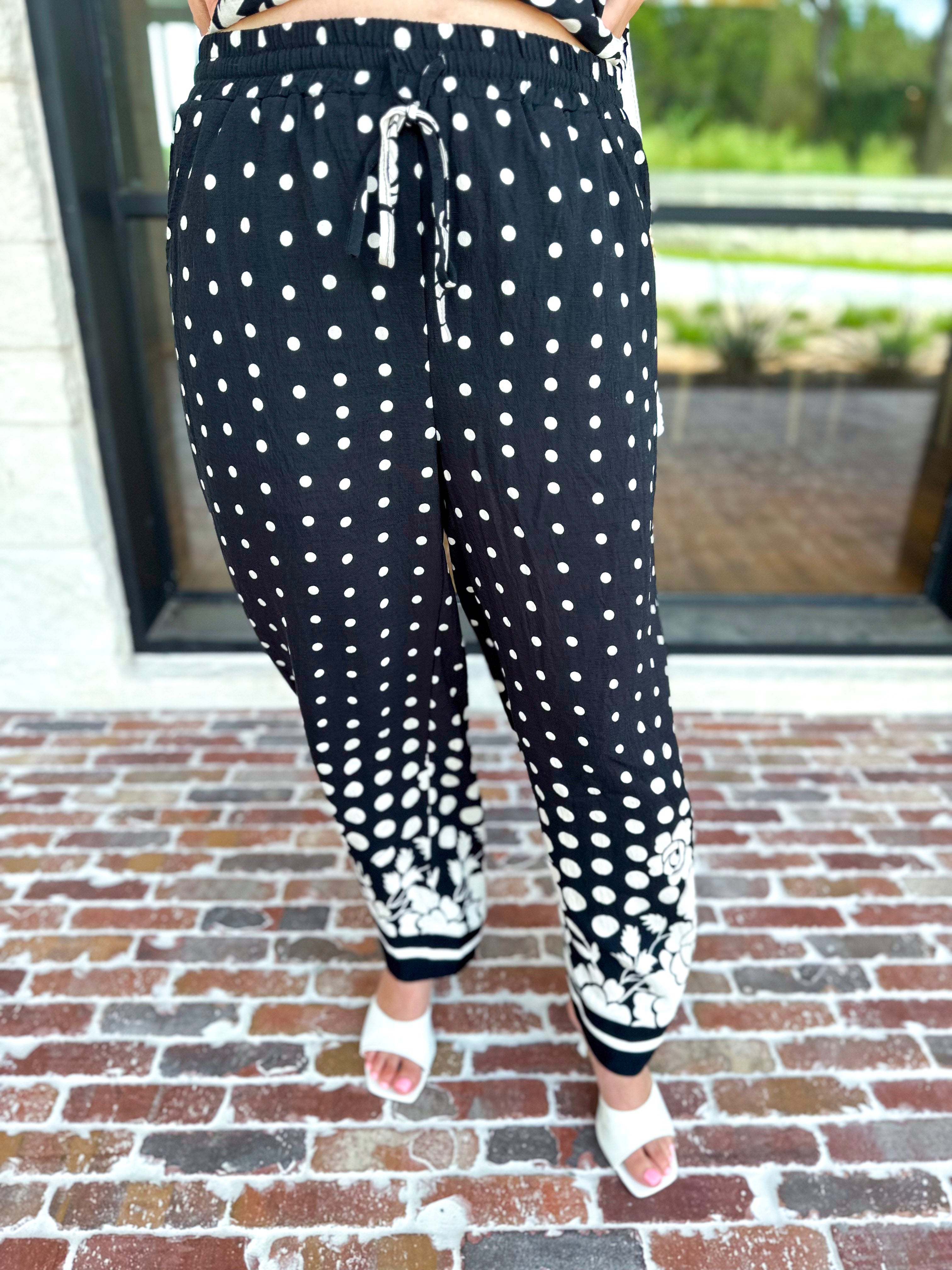 Polka Dot & Floral Set - Black-500 Midi-ENTRO-July & June Women's Fashion Boutique Located in San Antonio, Texas