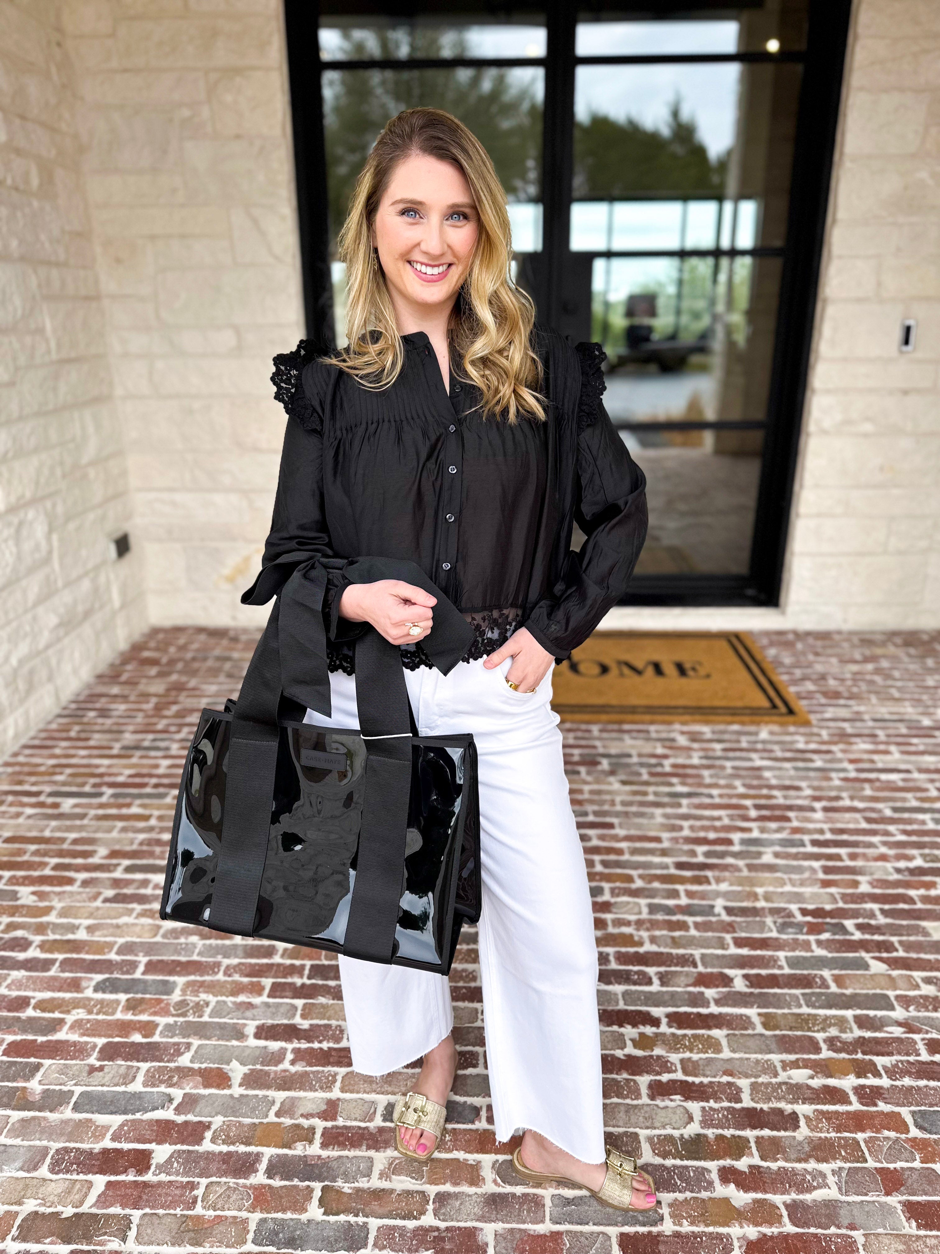 Frilly Black Blouse-200 Fashion Blouses-TCEC-July & June Women's Fashion Boutique Located in San Antonio, Texas