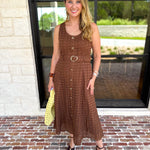 The Social Hour Midi Dress - Chocolate-500 Midi-ENTRO-July & June Women's Fashion Boutique Located in San Antonio, Texas