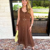 The Social Hour Midi Dress - Chocolate-500 Midi-ENTRO-July & June Women's Fashion Boutique Located in San Antonio, Texas