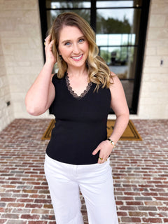 Current Air - Elegant Knit Tank - Black-200 Fashion Blouses-CURRENT AIR CLOTHING-July & June Women's Fashion Boutique Located in San Antonio, Texas