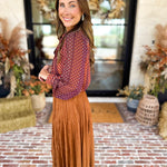 Liverpool - Fall Afterglow Neck Tie Blouse-200 Fashion Blouses-LIVERPOOL JEANS COMPANY-July & June Women's Fashion Boutique Located in San Antonio, Texas