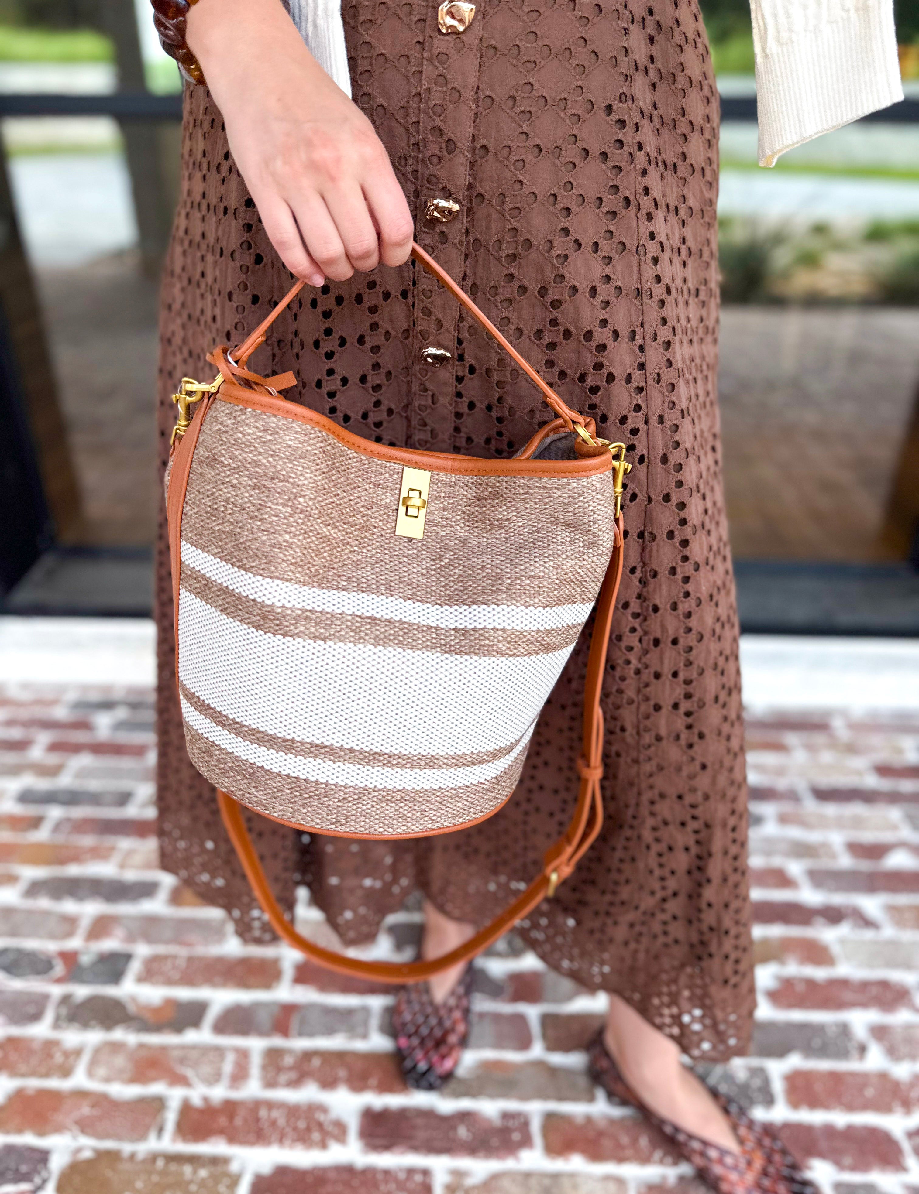 Mocha & Cream Bucket Bag-130 ACCESSORIES-Moda Luxe-July & June Women's Fashion Boutique Located in San Antonio, Texas