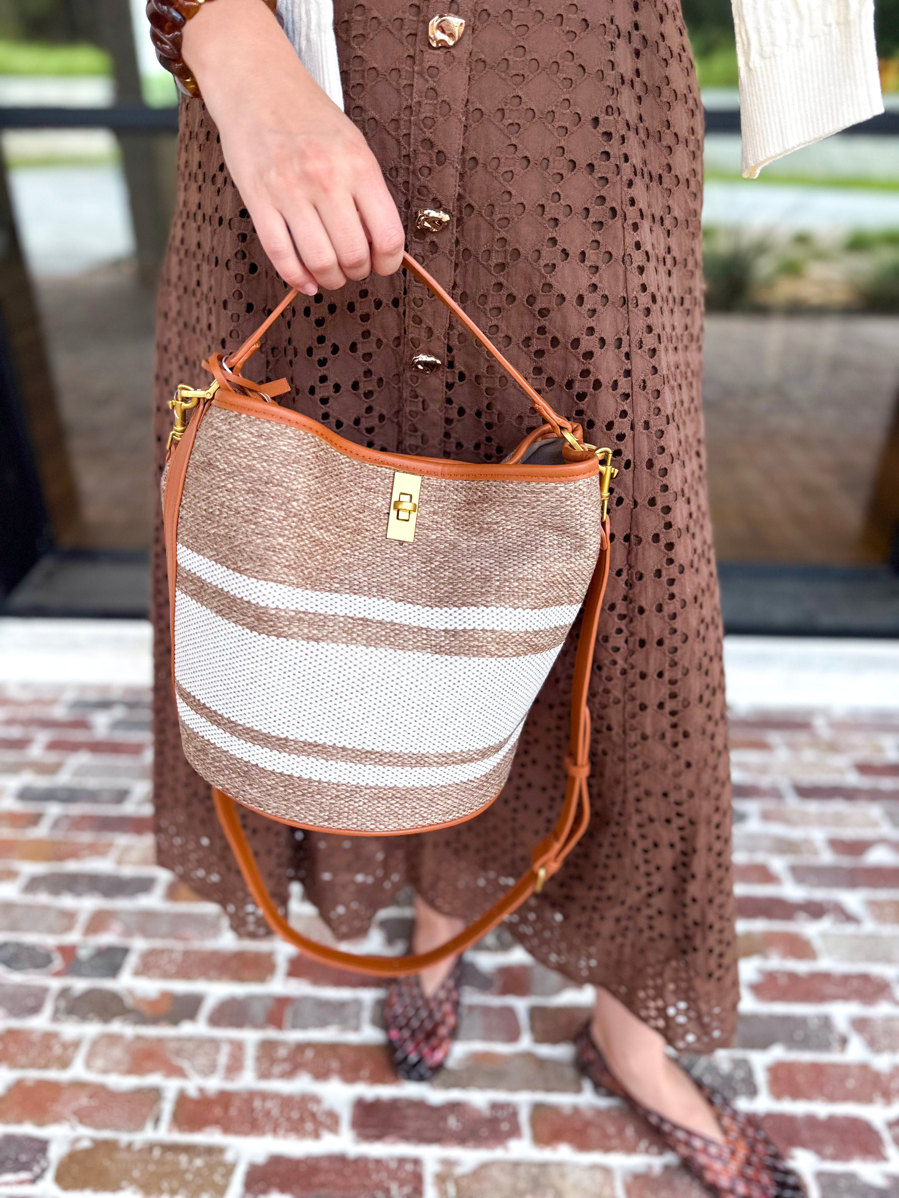 Mocha & Cream Bucket Bag-130 ACCESSORIES-Moda Luxe-July & June Women's Fashion Boutique Located in San Antonio, Texas