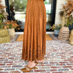 Current Air - Chestnut Fleur Suede Midi Skirt-410 Shorts/Skirts-CURRENT AIR CLOTHING-July & June Women's Fashion Boutique Located in San Antonio, Texas
