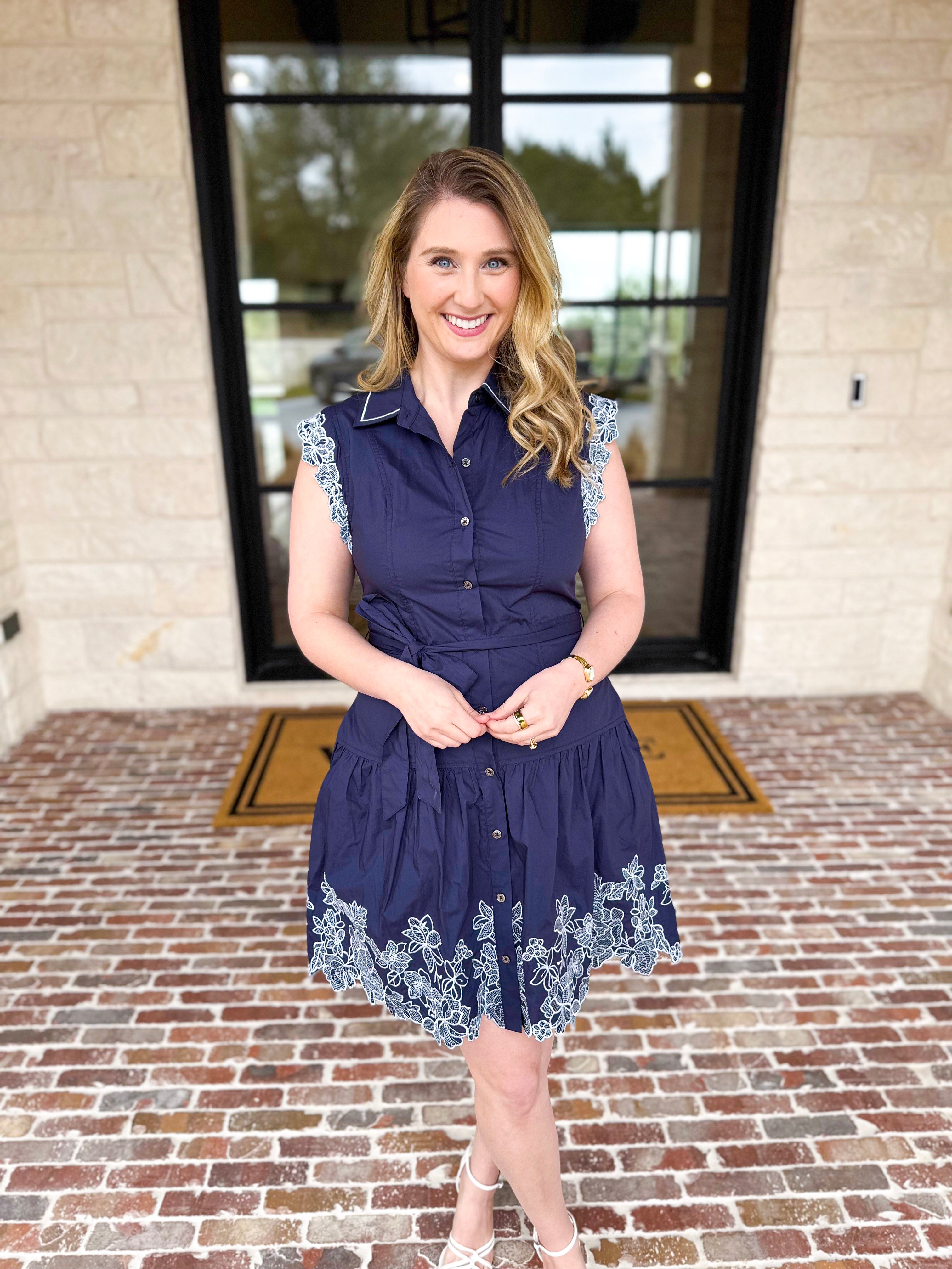 Current Air - Charlotte Lace Mini Dress - Navy-510 Mini-CURRENT AIR CLOTHING-July & June Women's Fashion Boutique Located in San Antonio, Texas