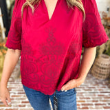 The Brunch Blouse - Burgundy-200 Fashion Blouses-ENTRO-July & June Women's Fashion Boutique Located in San Antonio, Texas