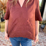 The Brunch Blouse - Brown-200 Fashion Blouses-ENTRO-July & June Women's Fashion Boutique Located in San Antonio, Texas