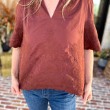 The Brunch Blouse - Brown-200 Fashion Blouses-ENTRO-July & June Women's Fashion Boutique Located in San Antonio, Texas