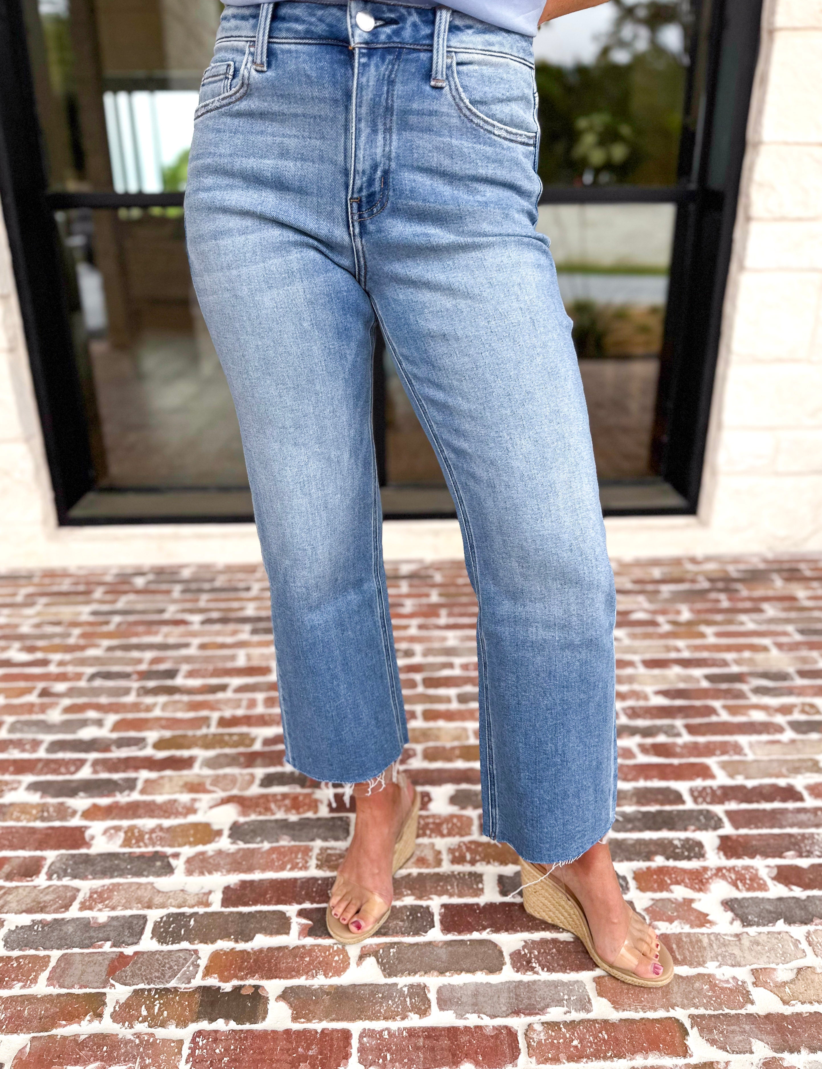 Vervet - High Rise Cropped Slim Wide Leg Jeans-400 Pants-VEVERT BY FLYING MONKEY-July & June Women's Fashion Boutique Located in San Antonio, Texas
