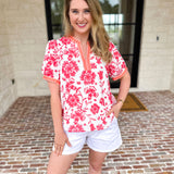 The Anderson Blouse - Red-200 Fashion Blouses-POLOGRAM-July & June Women's Fashion Boutique Located in San Antonio, Texas