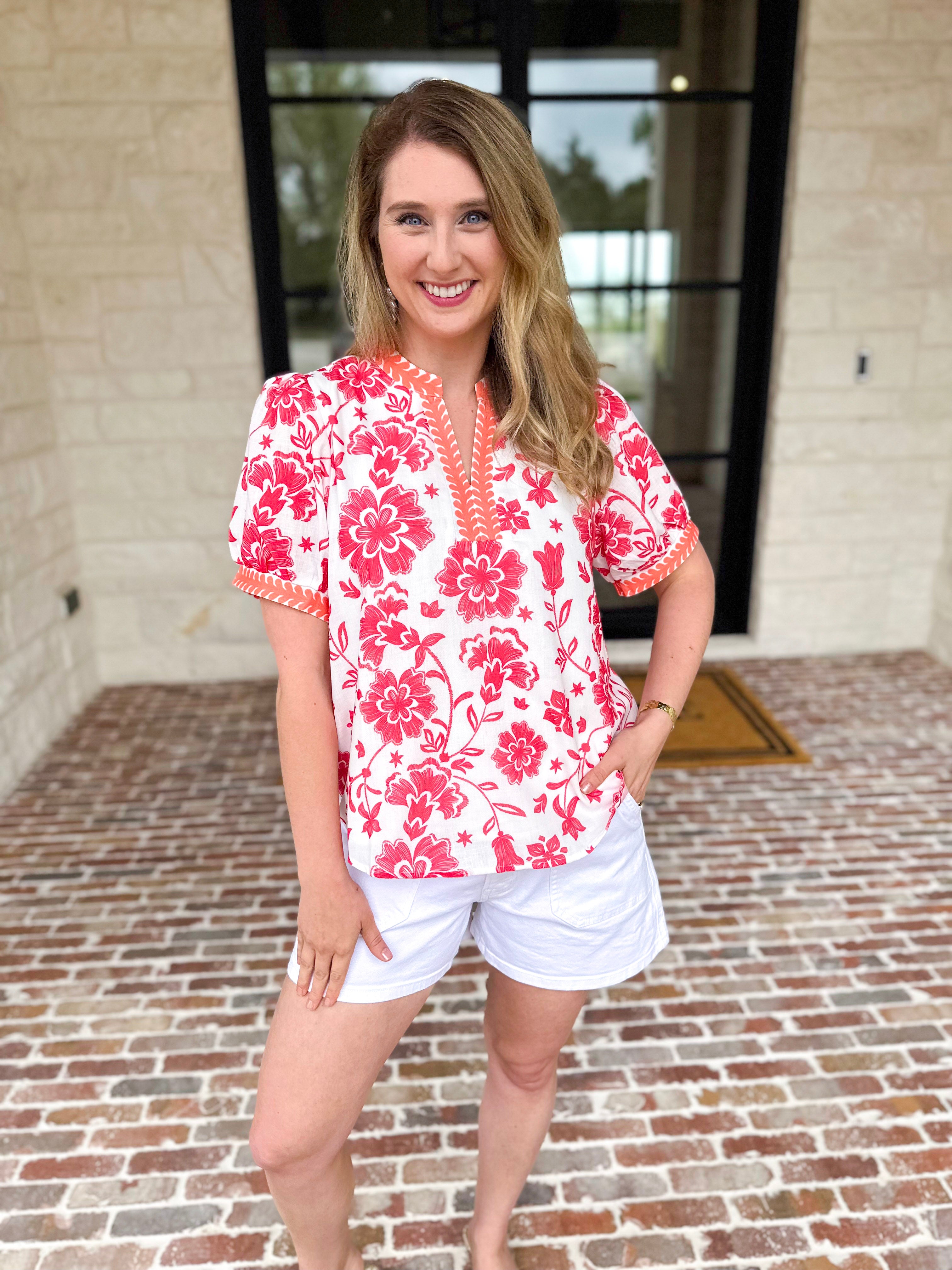 The Anderson Blouse - Red-200 Fashion Blouses-POLOGRAM-July & June Women's Fashion Boutique Located in San Antonio, Texas